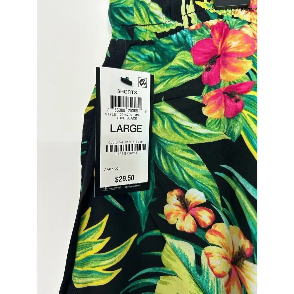 Ideology‎ Black Tropical Flower Shorts Size L